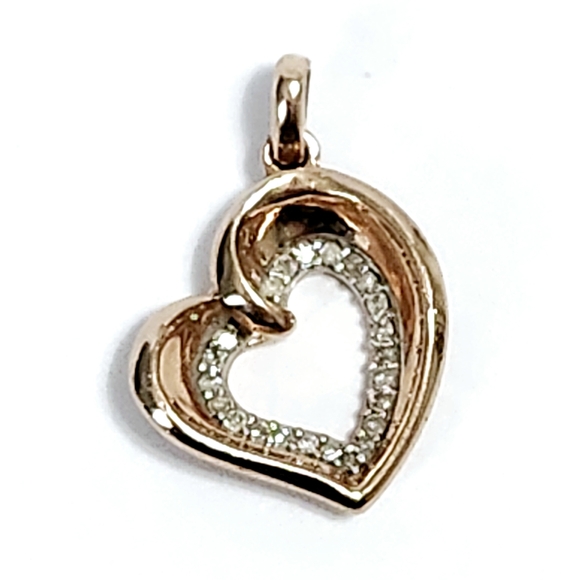10K Rose Gold Diamond Heart ❤️ Pendant - Picture 7 of 7